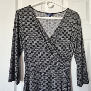 Reitmans V-neck Lightweight Stretchy Dress Faux Wrap 3/4 sleeves Medium